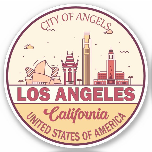 Los Angeles California City Skyline Emblem (Front)