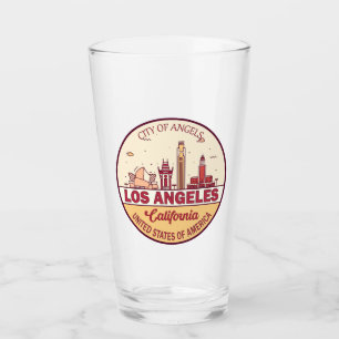Los Angeles California City Skyline Emblem Glass