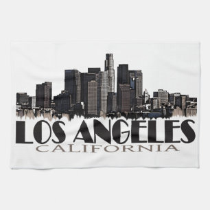 Los Angeles California dark skyline Kitchen Towel