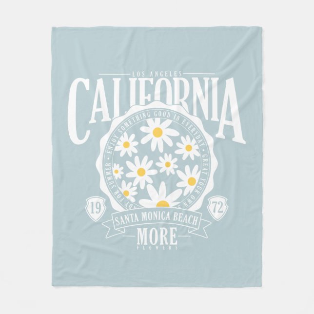 Los Angeles California Floral Graphic Fleece Blanket (Front)