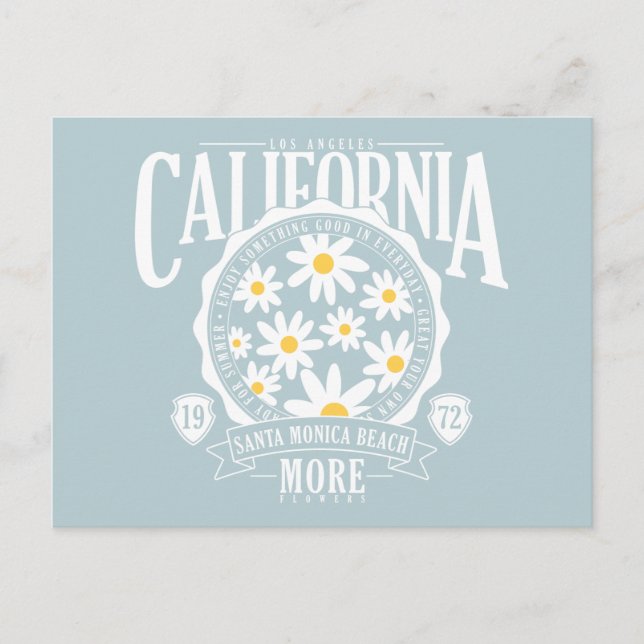 Los Angeles California Floral Graphic Postcard (Front)