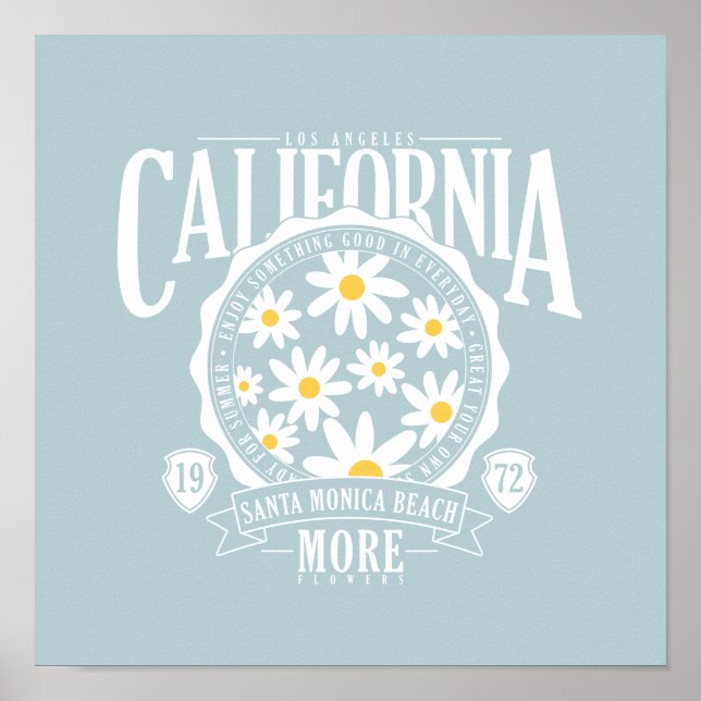 Los Angeles California Floral Graphic Poster (Front)