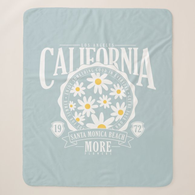 Los Angeles California Floral Graphic Sherpa Blanket (Front)