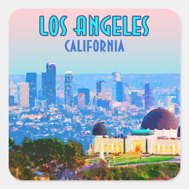 Los Angeles California Griffith Observatory Square Sticker (Front)