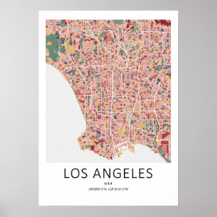 Los Angeles California Map Poster Modern City Wa