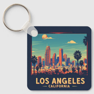 Los Angeles California Retro Travel Keychain