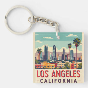 Los Angeles California Retro Travel Keychain