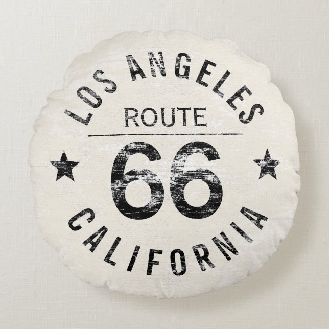 Los Angeles California Route 66 Round Pillow (Front)