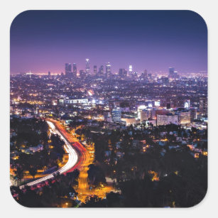 Los Angeles, California Skyline at night Square Sticker