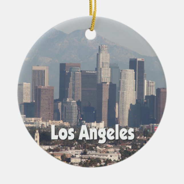 Los Angeles California Skyline Ceramic Ornament (Front)