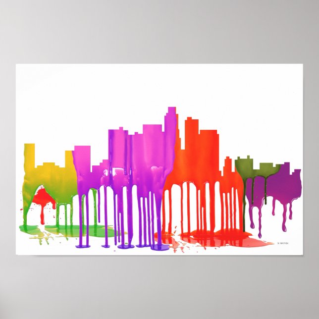 LOS ANGELES, CALIFORNIA SKYLINE PUDDLES - POSTER (Front)