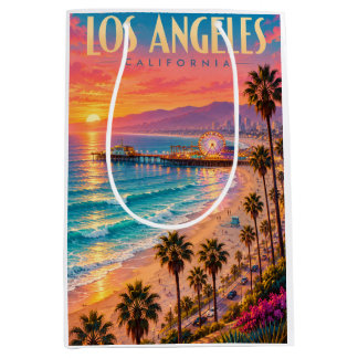 Los Angeles California Sunset Travel Poster Medium Gift Bag
