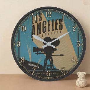 Los Angeles California Vintage Hollywood  Large Clock