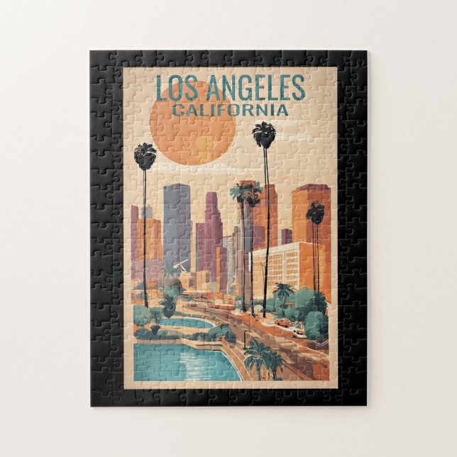 Los Angeles, California vintage illustration, Jigsaw Puzzle (Vertical)