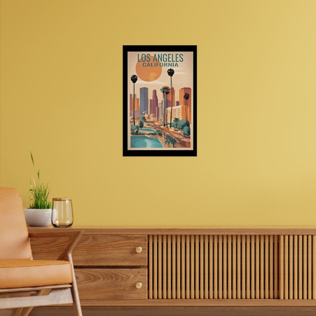 Los Angeles, California vintage illustration, Poster (Living Room 2)