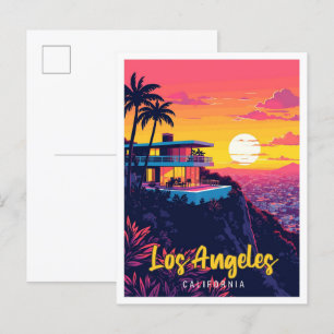Los Angeles California Vintage Travel Illustration Postcard