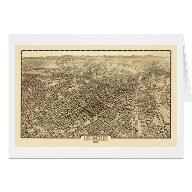 Los Angeles, carte panoramique de CA - 1909 (Devant horizontal)