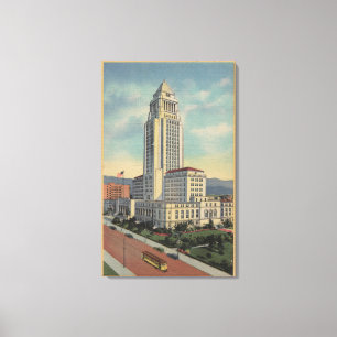 Los Angeles, CAView of City Hall and Cable Car Canvas Print