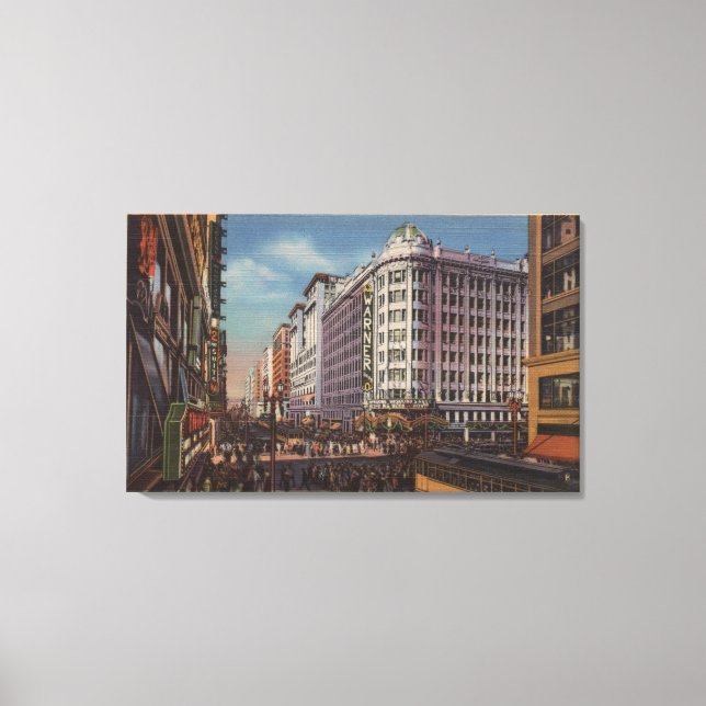 Los Angeles, CAView of Warner Bros. on 7th St. Canvas Print (Front)