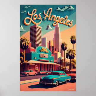 Los Angeles, Cities of the World, Vintage style Poster