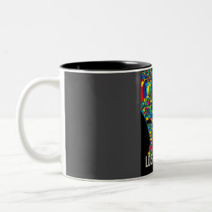 Los Angeles City Map - Colourful Abstract Art Prin Two-Tone Coffee Mug