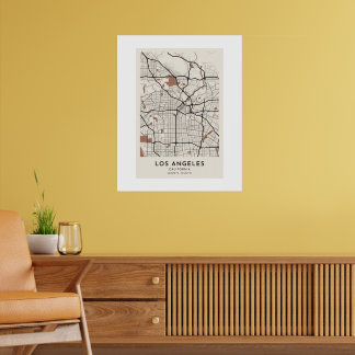 Los Angeles City Map Poster Minimalist Beige Terra