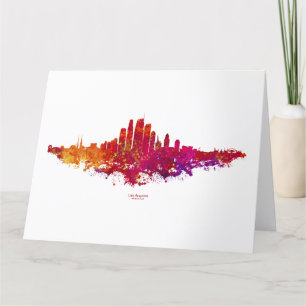 Los Angeles City Skyline Colourful Thank You Card