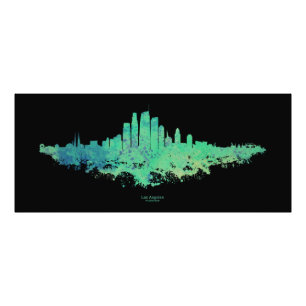 Los Angeles City Skyline - Mint Green Photo Print
