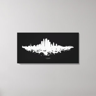 Los Angeles City Skyline Watercolor  Canvas Print
