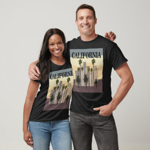 Los Angeles Cityscape Sunset Palm Trees California T-Shirt