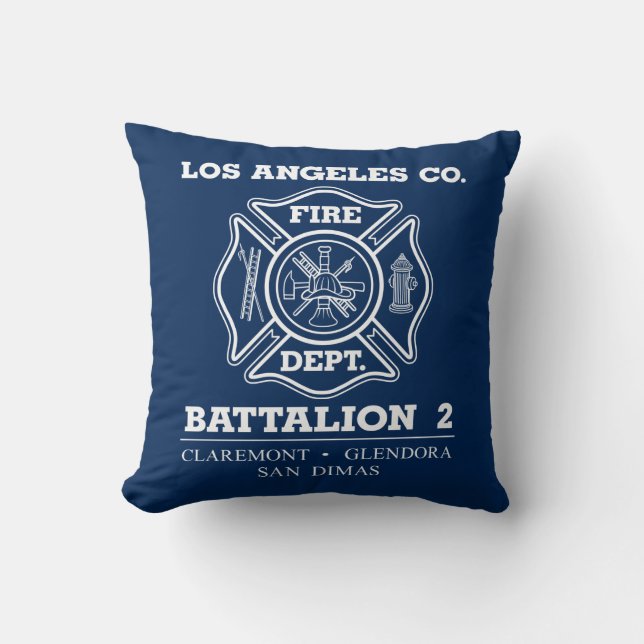 Los Angeles County Fire Department Battalion 2 Throw Pillow (Front)