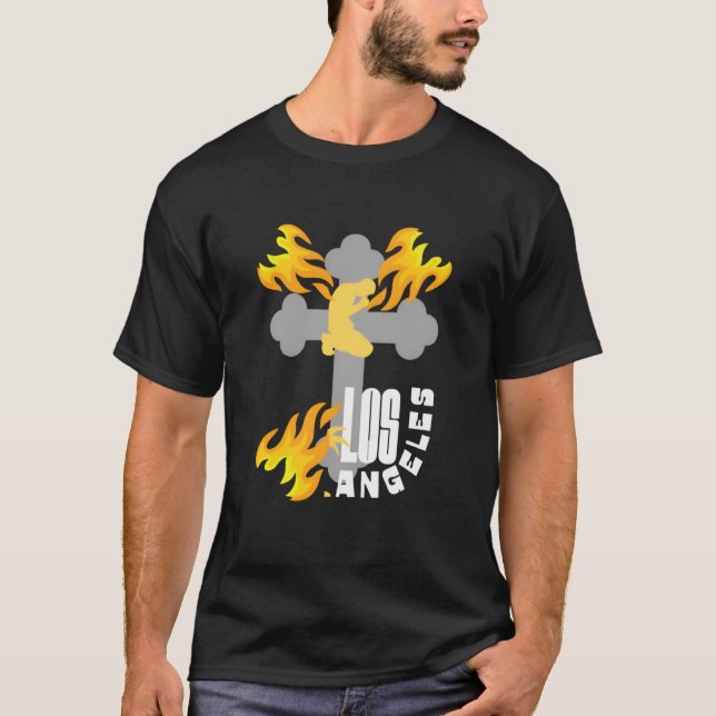 Los Angeles Fire Tribute Bold Graphic & Support LA T-Shirt (Front)