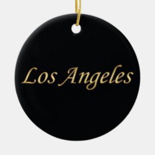 Los Angeles Gold - On Black Ceramic Ornament