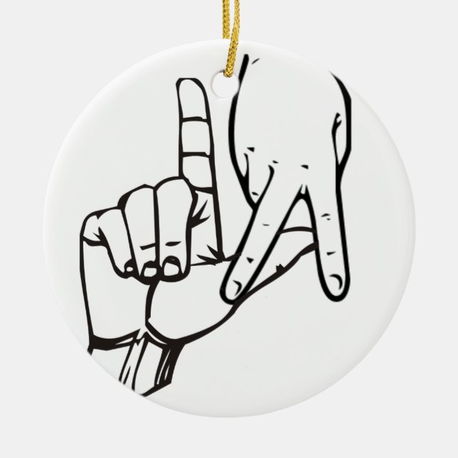 Los Angeles Hand Sign Ceramic Ornament (Front)