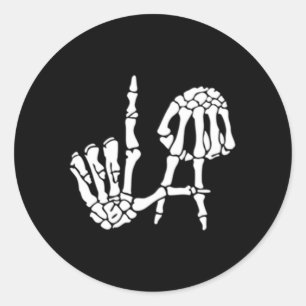 Los Angeles Hand Sign Skeleton Classic Round Sticker