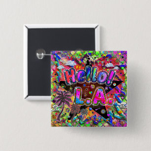 Los Angeles Hello! Button! 2 Inch Square Button