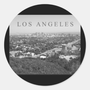 Los Angeles in Black and White Classic Round Sticker