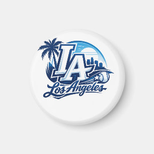 Los Angeles LA Blue & White Urban Logo Magnet