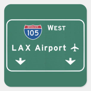 Los Angeles LAX Airport I-105 W Interstate Ca - Square Sticker