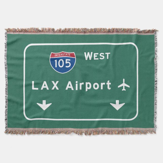 Los Angeles LAX Airport I-105 W Interstate Ca - Throw Blanket (Front)