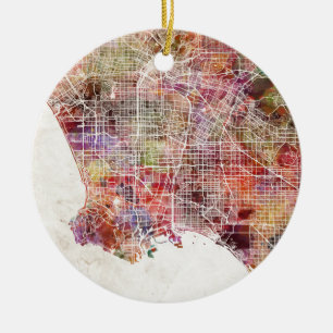 Los Angeles map Ceramic Ornament