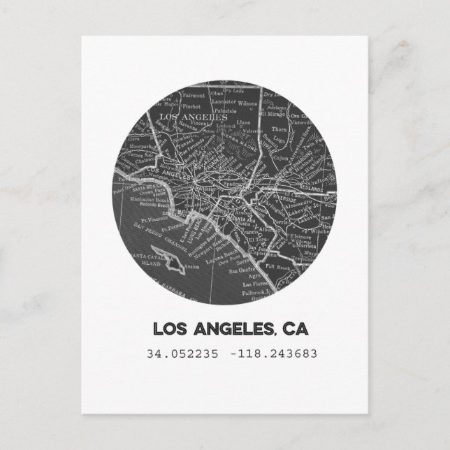 Los Angeles Map Postcard (Front)