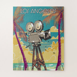 Los Angeles Movie camera poster Jigsaw Puzzle