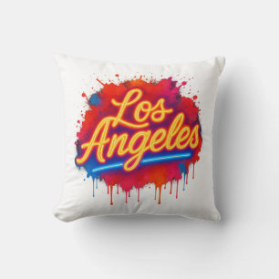 Los Angeles Neon Street Art Splash Throw Pillow