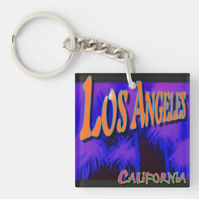 "Los Angeles Night Palms" Kaychain Keychain (Front)