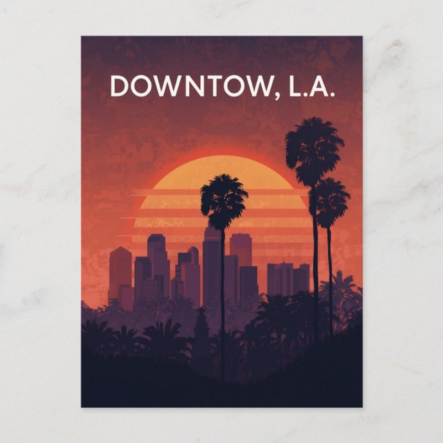 Los Angeles Palm Tree Sunset Postcard (Front)