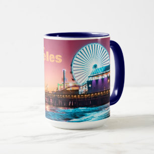 Los Angeles Pink & Blue Ferris Wheel Beach Sunset  Mug