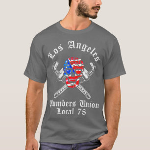 Los Angeles Plumbers Union Local 75 Skull Flag T-Shirt