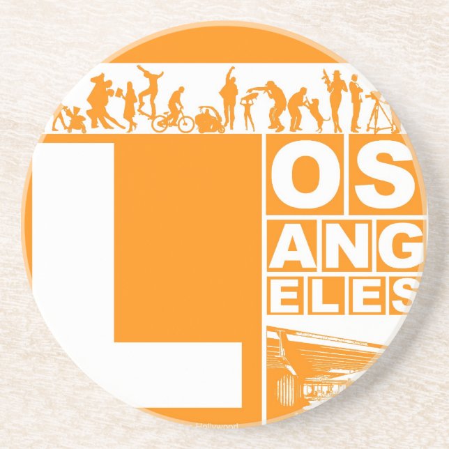 Los Angeles Poster in Orange colour Coaster (Front)