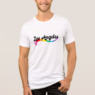 Los Angeles Retro Rainbow Script Pride Birthday  Tri-Blend Shirt